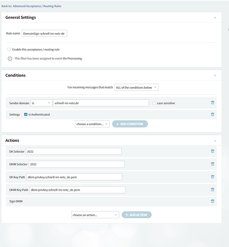 dkim settings