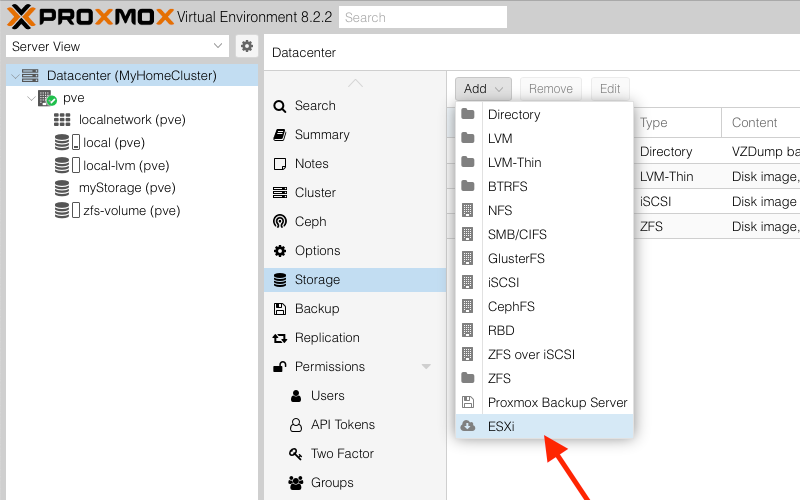 proxmox-add-esxi