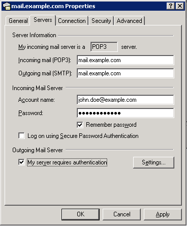 Smtp authentication required. Pop3 SMTP.